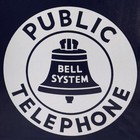 Vintage Bell System Public Telephone 2-sided Porcelain 18 x18  Sign W 2  Flange