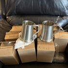 Vtg Things Remembered Brushed Pewter Mug Tankard Sheffield England Glass Bottom