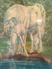 Vintage Unicorn Mare Foal Wall Plaque Fantasy Art Wood Wall Hanging 11 5x9 5
