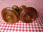  Large Pair Of Curtain-rod Bed Finials - French Home Decor - Walnut Wood