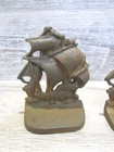 Vtg Rustic Nautical Clipper Ship Art Book Ends Set Cast Iron Ship 4 5     et