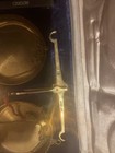 Vintage Jewelers Pocket Brass Hanging Scale Balance Weights Navy Blue Velvet Box