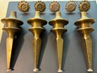 4 Mid-century Modern Mcm Atomic Age Heavy Brass Table Legs   5 Finials   Salvage