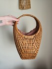 Vintage 70s Wicker Handbag Boho Hippie Cottagecore Gnome Mid Century Farm Decor