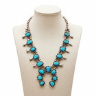 Vintage Old Pawn Sterling Silver   Turquoise Squash Blossom Necklace