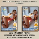 Sexy Pinup Girl Custom Alcohol Poster Any Beer Whiskey Tequila Vodka Brand   256