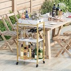 Multi-functional Wine Bar Cart W  Shelves Glass Holders Rolling Serving Cart New