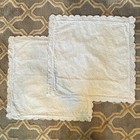 Vintage French Euro Sham Pillowcases Blue White Cotton Scalloped Edge Set