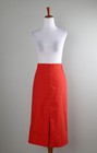 Cos New  99 Cotton Solid Red Pull On Vented Midi Pencil Skirt Size Eur 38