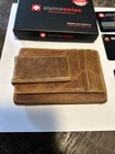 Alpine Swiss Brown Leather Wallet With Rfid Blocking New Magnet Money Clip