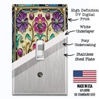 Metal Light Switch Outlet Cover Decorative Wall Plate Pink Purple Flowers Efw103