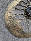 Vintage Celestial Wall Art Decor Sun Moon Metal Amber Glass Face Wall Art Deco
