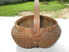 Miniature Dbl Buttocks Basket Finely Woven Antique Split Oak Patina Losses C1900