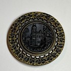 Vintage Antique Estate Brass Art Nouveau Castle Button Garment Victorian  b115 