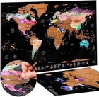 World Travel Map   Bonus  Poster   Scratch Off World Map Poster  Watercolor T   