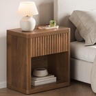Night Stand Fluted Nightstand With Drawers  Wood Bedside Table End Tables  La   