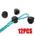 12pcs set Black Paracord Cord Lock Clamp 2-hole Toggle Clip Stopper Accessories