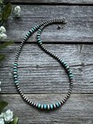 Southwestern Sterling Silver Turquoise 4mm Pearls Bead Necklace  18 Inch  Gift