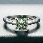 3 00 Ct Princess Cut  White Treated Lab-created Diamond Ring 925 Sterling Silver