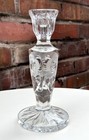 Vintage Candlestick Holder Rose Etched Crystal Glass Starburst Base Table Decor