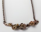 Vintage Sterling Silver Gold Tone Floral Bar Pendant Necklace Dainty 16   