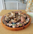 60 Vtg Wooden Spools Various Brands  44 W sewingthread-12 Empty  Primitive Decor