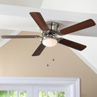 Hugger 52 In  Led Indoor Brushed Nickel Ceiling Fan With Light Kit