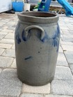 19th Century 4 Gal Stoneware Storage Jar Circled 4 Mark Cobalt Swag Crock
