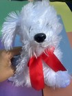 Dan Dee Collector s Choice White Dog With Red Bow Fluffy Plush Stuffed Animal