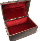 Wooden Treasure Chest With Padded Velvet Lining And Antique Lock With Skeleton K