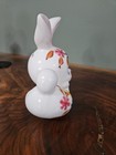 Vintage Kitsch Japan Ceramic Floral Closed Eye Sweet Bunny Rabbit Bank Figurine