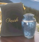 Blue Urn Set For Human Ashes 1 Large 2 Small Urns Memorial Funeral Cremation 