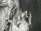 Rare Vintage Antique Print     selim And Zuleika  1845 Fisher Engraving