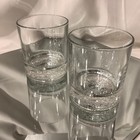 Crown Royal Whisky Round Rocks Glass Embossed Logo On Concave Base - Set Of 2