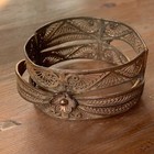 Rare Antique Moroccan Berber Bronze Cuff Bracelet Handcrafted Tuareg Design