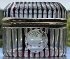 Antique Bohemian Ruby Cut To Clear Glass Jewelry Chest Casket Dresser Box Boat