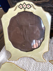 Vintage Art Deco Celluloid Gold 5 Pc Vanity Set Mirror  Brush  Tray And 2 Frames