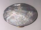 Vintage Mother Of Pearl Compact Powder W  Mirror Brass Oval 3   