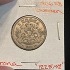 1906 Eb Sweden 1 Krona Silver Circulated    1225142   
