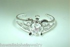 9mm 925 Ster Silver Hawaiian Petroglyph Honu Turtle Plumeria Pink Cz Toe Ring