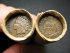 Old Copper Coins  One Shotgun Penny Roll Full Of Indian Head Cents 1859-1909 Lot