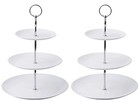 Rauvolfia 2 Pack Dessert Cupcake Stand  3 Tier Cup Cake Holder White Silver