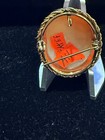 Antique Lovely Hand Carved Shell Cameopin Pendant Lady With Bow 14kt Gf