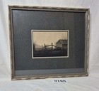 An Original Pencil Drawing Framed Rural Ohio Farm Barns Fences Landscape Scene