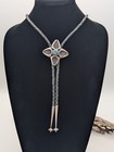 Vintage Southwest Modernist Sterling Silver Turquoise Bolo Tie Navajo Tips 42 
