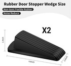 2 Pack Heavy Duty Rubber Door Stoppers Wedge For Carpet And Floor Security Use