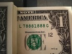 1 Pack Of  1  one Dollar  Bills -bep-100 Unc  One Bill With Six 8 s 