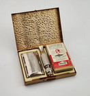 Gillette Travel Safety Razor Set In Gold Tone Case Vintage Double Edge Kit
