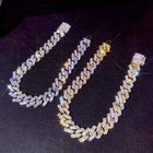 Flatfoosie Iced Out Chunky Cuban Chain Anklets For Women Luxury Rhinestone Link