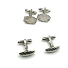 Cuff Links Silver Tone Set Of 2 Mens Tie Button Shirt Accessory Suit Unbranded 